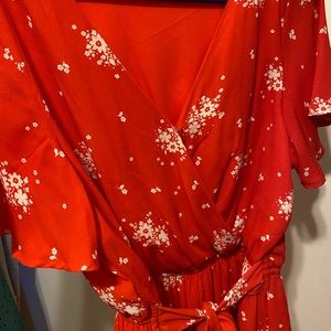 Red and white Floral Maxi dress